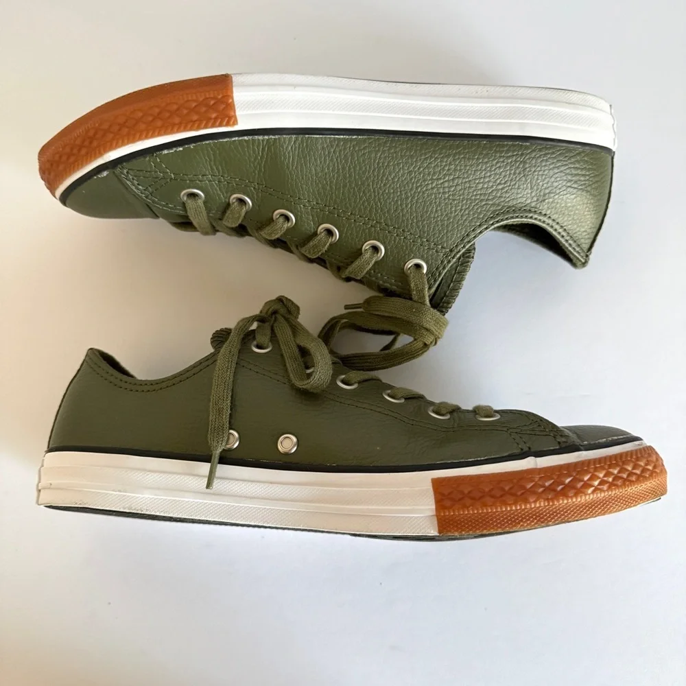 Converse All Star Chuck Taylor Leather Ox Olive Green Shoes Junior Size 6